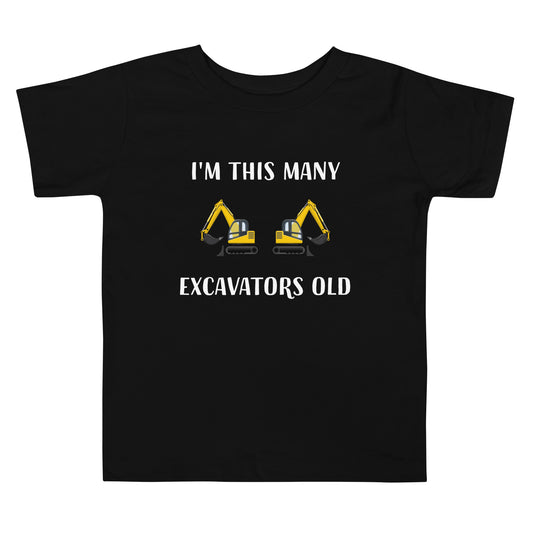 2 Year Old Excavator Toddler Short Sleeve Tee